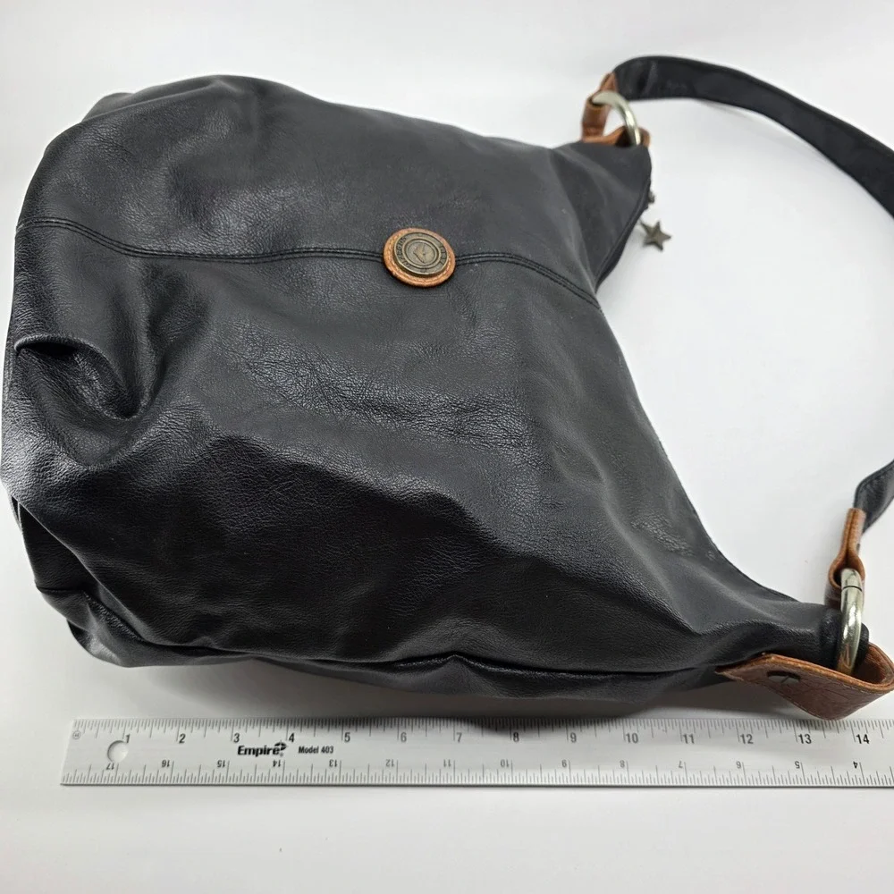 Vintage Capezio Hobo Shoulder Bag Bucket Black Leather 90s Slouchy Tote Grunge